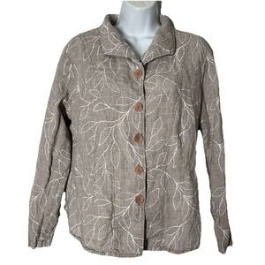 Flax Lagenlook Gingham Linen Button Down Shirt Women’s Oversized Cottagecore (M)